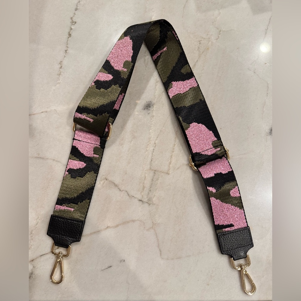 New Black/Green/Pink Shimmer Camouflage Crossbody Guitar Strap for Bags/Purses